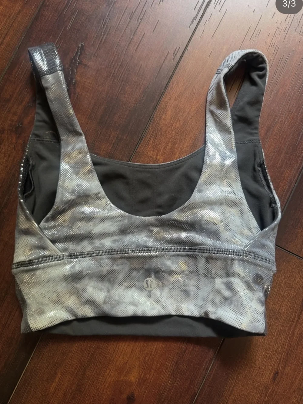 lululemon athletica Silver and Gray Metallic Sports Bra/Dance top
